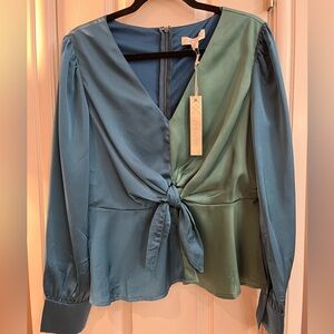 She & Sky Two-tone Blouse NWT